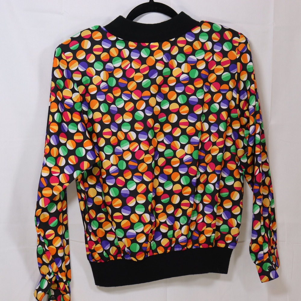 Petite Notations Polka Dot Top 8 Multicolor Womens Vintage Long Sleeve Blouse - Picture 2 of 4